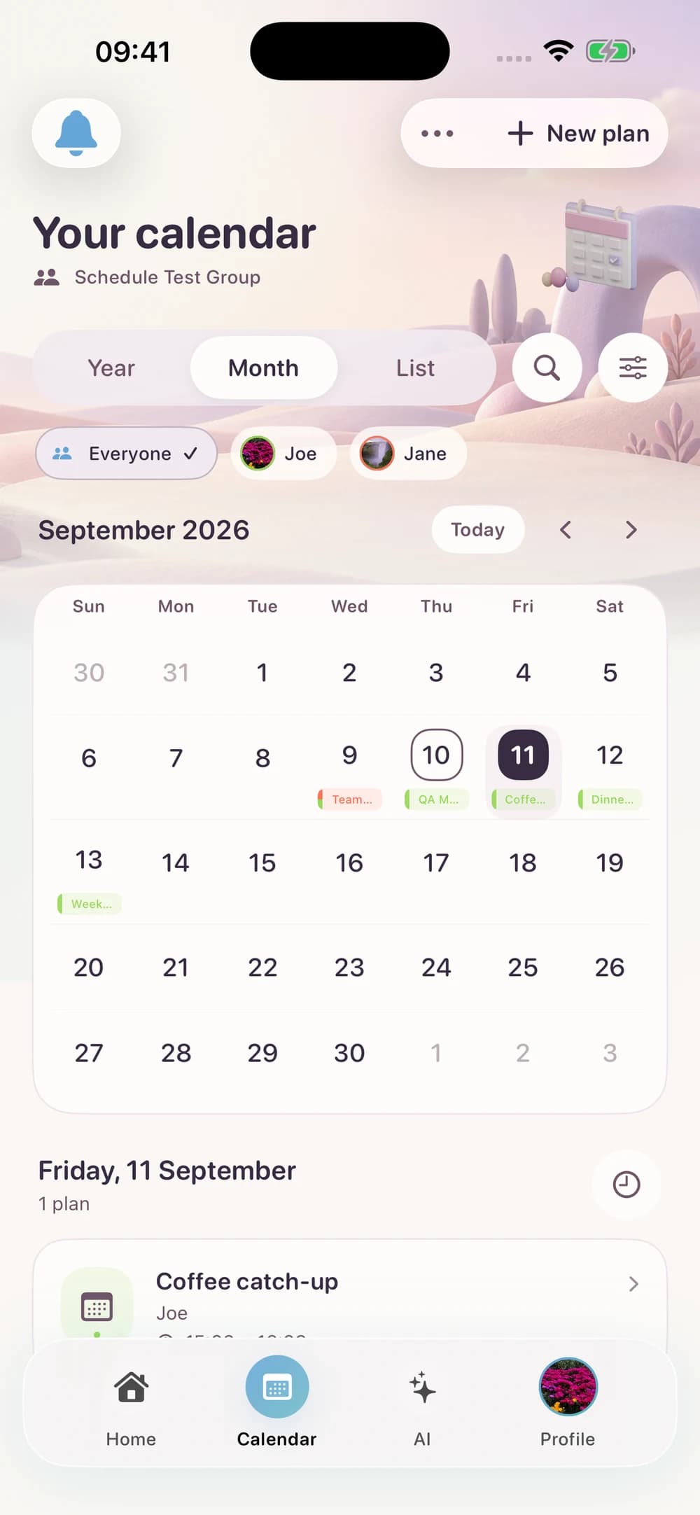 Schedulr Calendar app screen