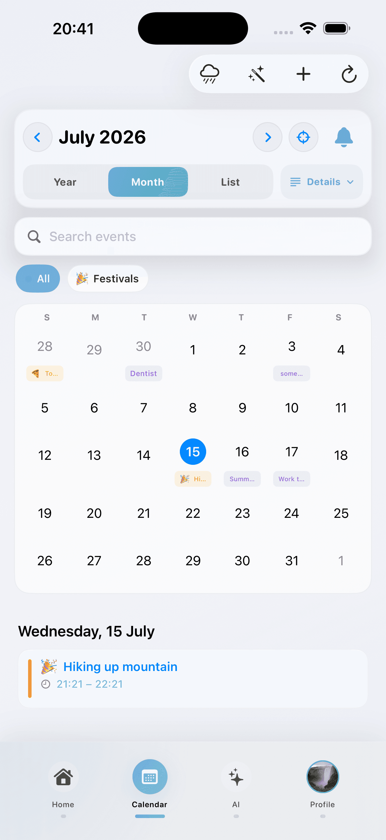 Schedulr calendar view
