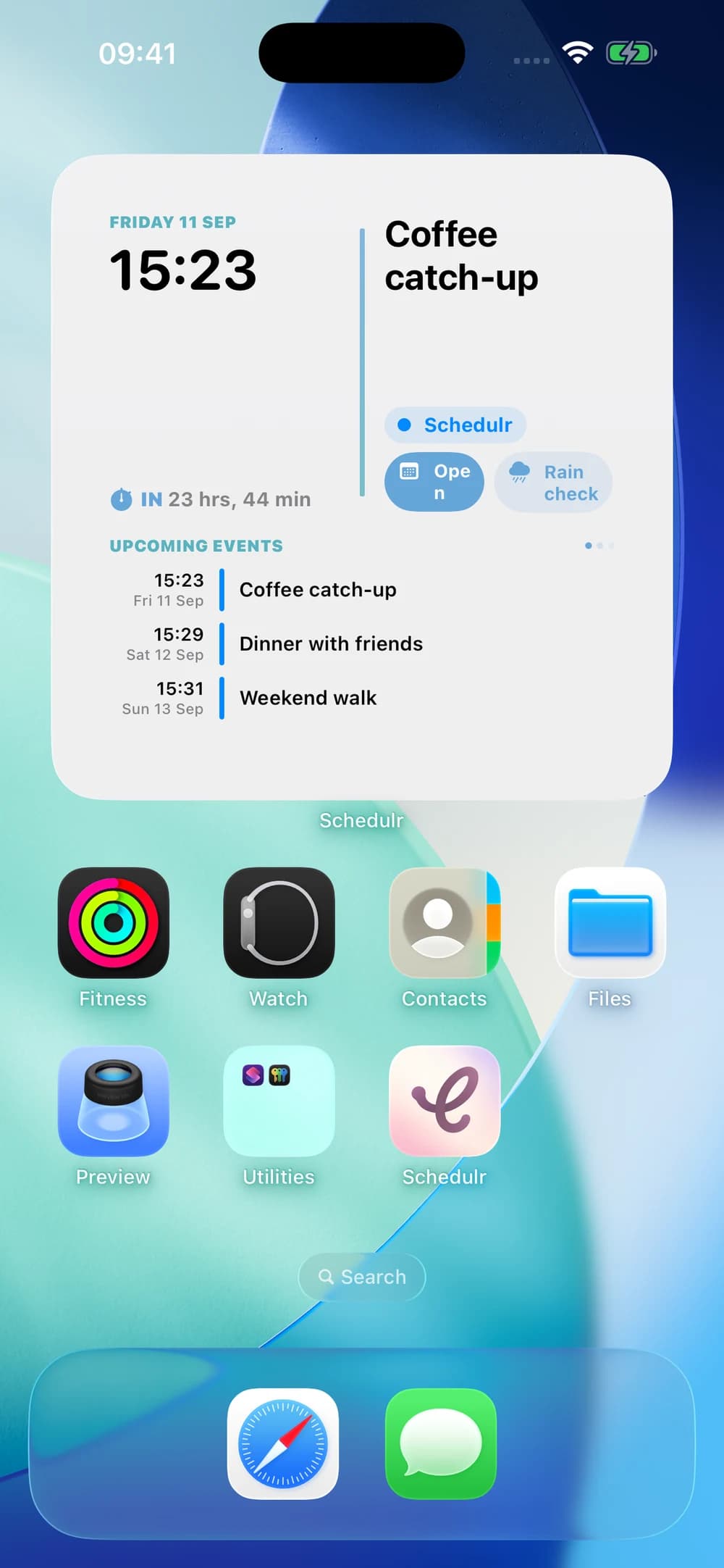 Schedulr large widget on the iPhone Home Screen